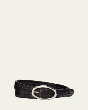 Brunello Cucinelli Chevron-Effect Braided Leather Belt - White