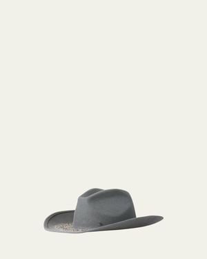 Maison Michel Austin Fairy Dust Strass Wool Felt Cowboy Hat - Natural