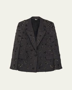 Jonathan Simkhai Murphy Sequined Pinstripe Blazer - Black