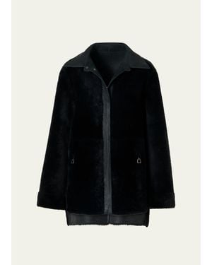 Akris Harper Reversible Lamb Shearling Single-Breasted Jacket - Black