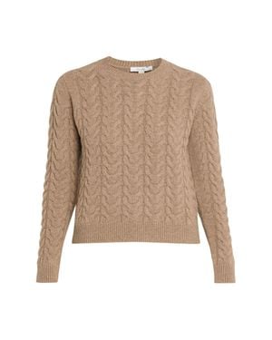 Max Mara Crewneck Cashmere Fisherman Sweater - Natural