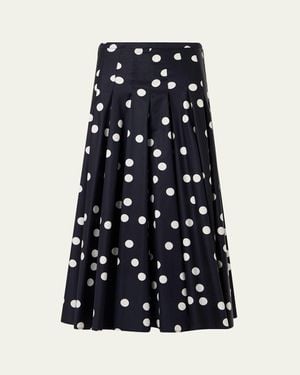 Akris Punto Cotton Polka Dot Midi Skirt - Blue