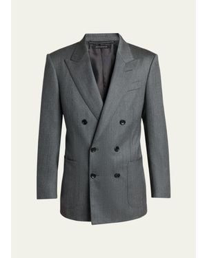Tom Ford Atticus Wool Melange Double-Breasted Sport Coat - Gray