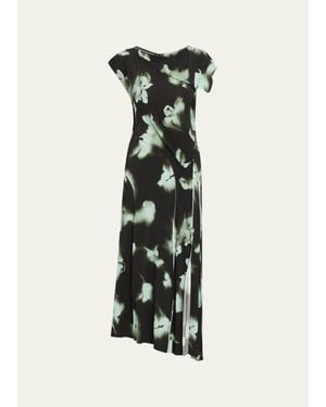 Jason Wu Blurred Floral Asymmetric Paneled Midi Dress - Multicolor