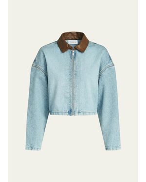 SER.O.YA Coop Cropped Denim Jacket - Blue