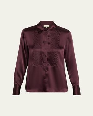 L'Agence Divya Pintuck Tux Shirt - Purple
