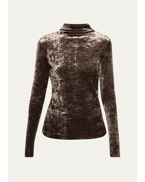 Ralph Lauren Ilene Velour Mockneck Top - Black