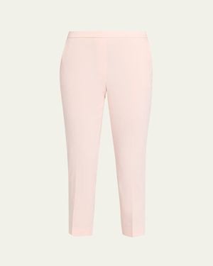 Theory Treeca Good Linen Cropped Pull-On Ankle Pants - Pink