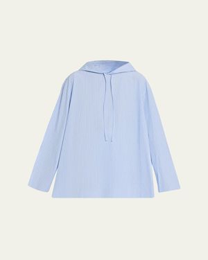 6397 Hooded Poplin Shirt - Blue