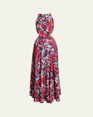 Givenchy Floral-Print Cutout Sleeveless Maxi Dress - White