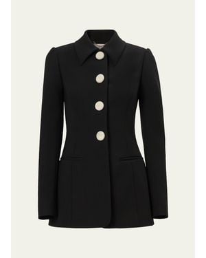 Carolina Herrera Long-Sleeve Stretch Wool Jacket - Black