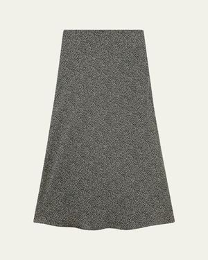 Loro Piana Simona Silk Twill Midi Skirt - Gray