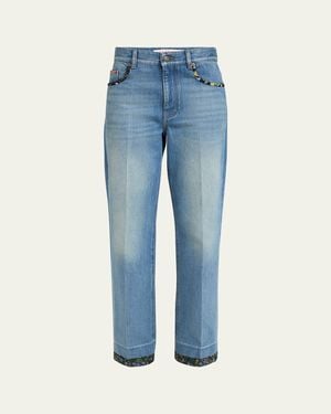Valentino Garavani Floral Print Jeans in Blue | Lyst