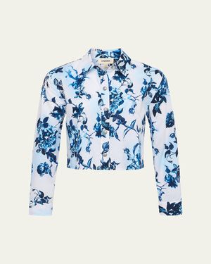 L'Agence Cosette Floral High-Low Shirt - Blue