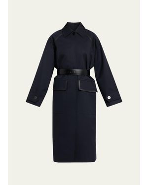 Nackiyé Discrete Single-Breasted Trench Coat - Blue