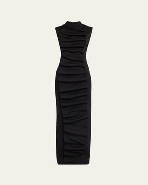 A.W.A.K.E. MODE Ruffled Bib Maxi Dress - Black