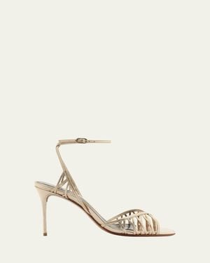 Alexandre Birman 85Mm Solene Metallic Leather Sandals - Natural
