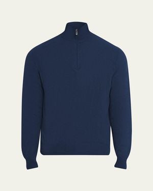 Massimo Alba Cashmere Half-Zip Sweater - Blue