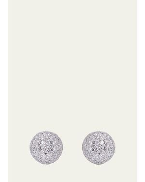 Sidney Garber 18K Pave Button Earrings With Diamonds - White