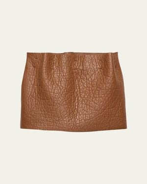 Prada Nappa Leather Mini Skirt - Brown