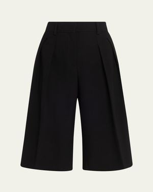 Michael Kors Pleated Wide-Leg Bermuda Shorts - Black