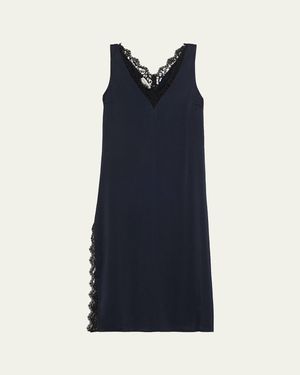 Officine Generale Lia Lace-Trim Slip Dress - Blue