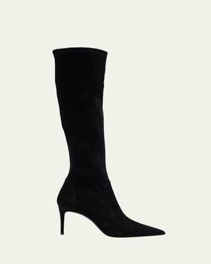 Stuart Weitzman Stuart Power Suede Stiletto Knee Boots - Black