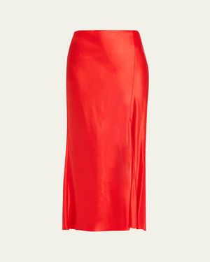Jason Wu Satin Twill Bias Midi Skirt - Red