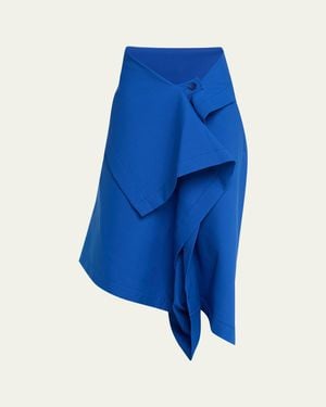 Issey Miyake Gypsum Draped Wide-Leg Crop Pants - Blue