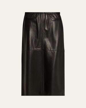 Nackiyé Runway Leather Midi Skirt - Black