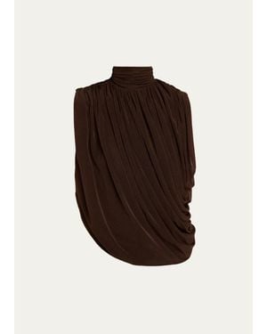 Ronny Kobo Sav Draped Mock Turtleneck Top - Brown