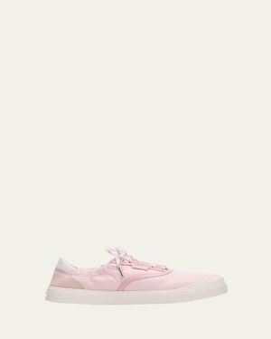 Moncler Vera Leisure Suede Low-Top Sneakers - Pink