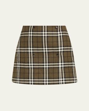 Burberry Check Double-Breasted Mini Skirt - Multicolor