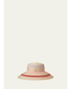 Maison Michel Rena Striped Straw Bucket Hat - Natural