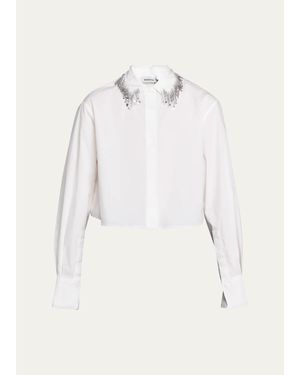 Jonathan Simkhai Renata Embellished Button-Front Shirt - Natural
