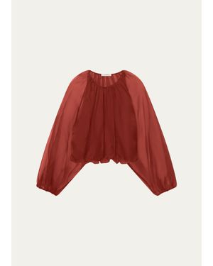FRAME The Sheer Balloon Blouse - Red