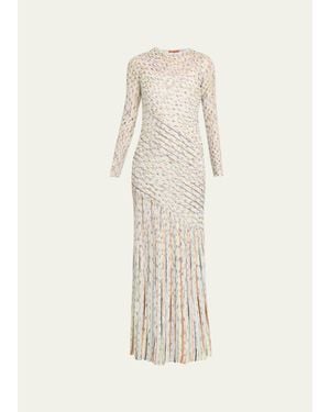 Missoni Draped Striped Sequined Maxi Dress - Natural