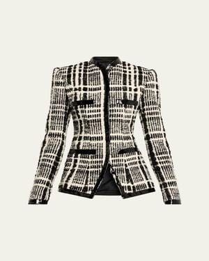 LAQUAN SMITH Check Tweed Single-Breasted Tailored Jacket - Black