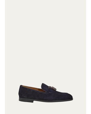 Doucal's Stresa Suede Tasseled Loafers - White