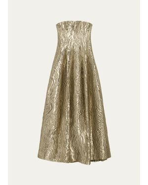 Jonathan Simkhai Celeste Strapless Metallic Jacquard Gown - Natural
