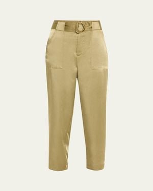 Ramy Brook Hayden Belted Cropped Satin Pants - Natural