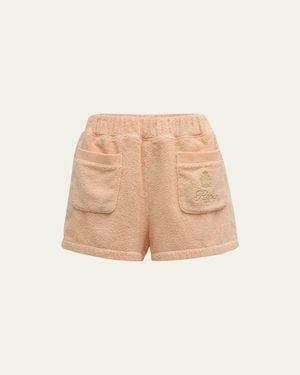 FRAME x Ritz Paris Embroidered Cotton-Terry Shorts - Natural