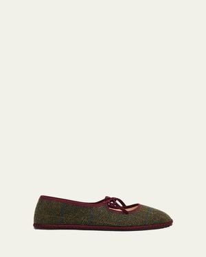 Vibi Venezia Brigitte Wool-Blend Tweed Mary Jane Flats - Natural