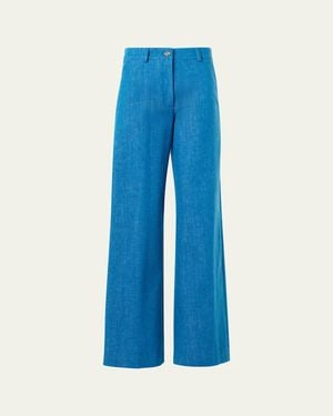 Akris Finnian Wide-Leg Denim Pants - Blue