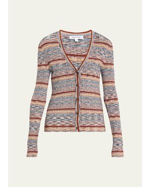 Veronica Beard Calliope Striped Rib-Knit Cardigan - Multicolor