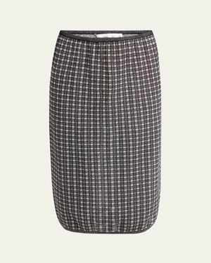 Proenza Schouler Lori Knit Plaid Skirt - Gray