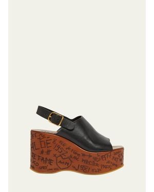 Chloé Maxime Leather Slingback Platform Sandals - Natural