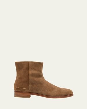 Common Projects Suede Side-Zip Ankle Boots - Brown