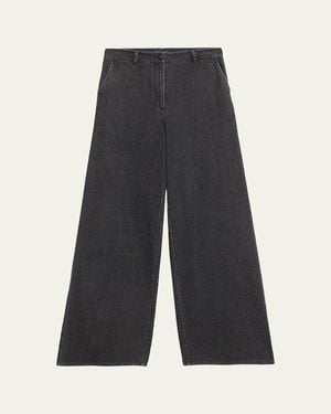 Kobi Halperin Effie Wide-Leg Cotton Denim Pants - Gray
