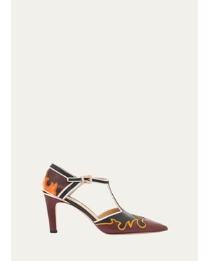 Gabriela Hearst 75Mm Duna Western Leather Ankle-Strap Pumps - White